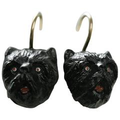 Late Victorian Black Terrier Earrings