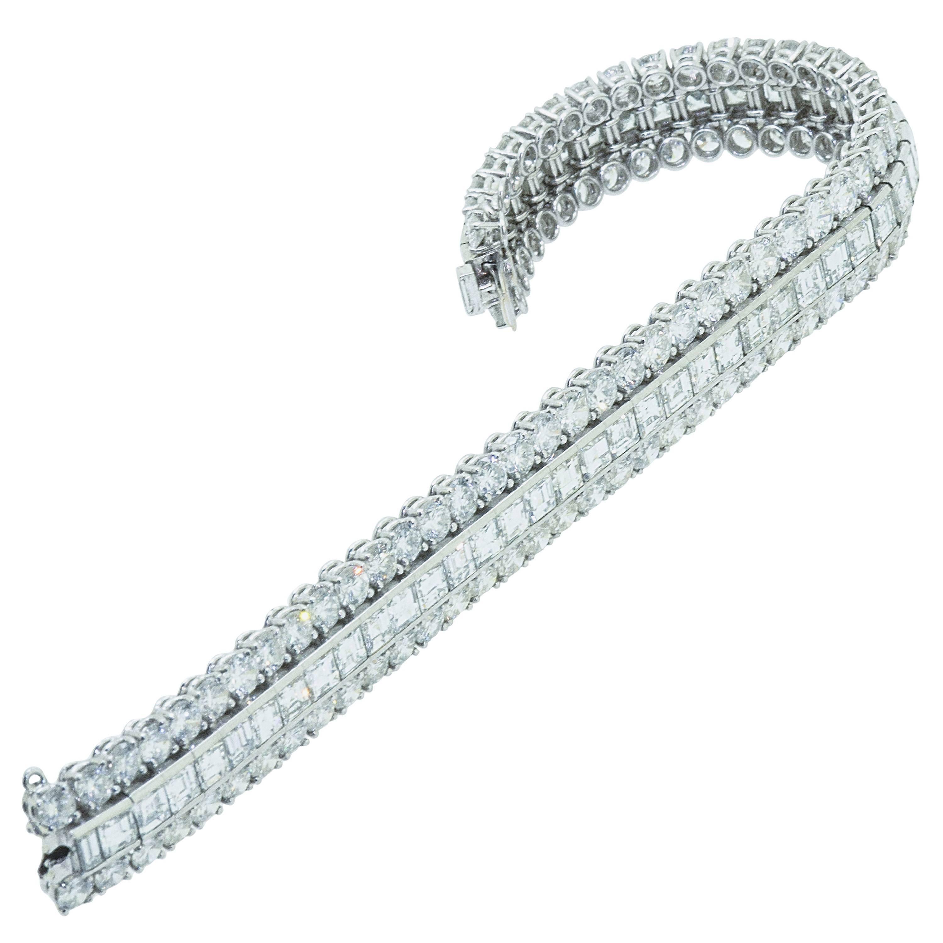 Diamond Platinum Tennis Bracelet  For Sale