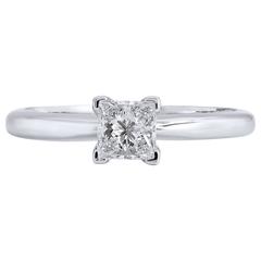 0.60 Carat Princess Cut Diamond Solitaire gold tapered shank Engagement Ring