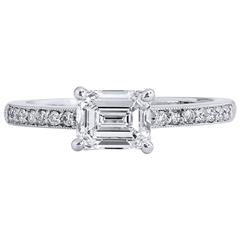  1.03 Carat Radiant Cut Diamond Solitaire platinum Engagement Ring
