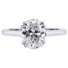  2.01 Carat Oval Diamond platinum Engagement Ring