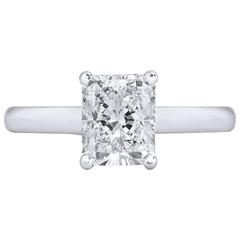  1.84 Radiant Cut Diamond platinum Engagement Ring