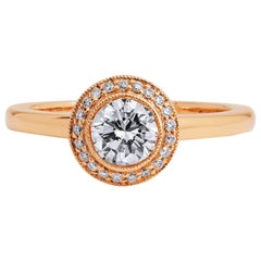 Handmade Round Brilliant Cut Diamond Gold Engagement Ring