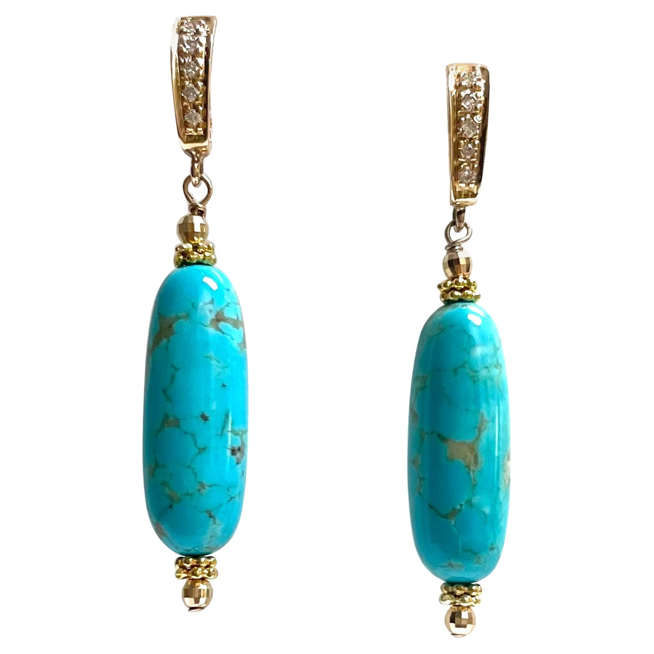 Sleeping Beauty Turquoise With Diamonds Paradizia Earrings