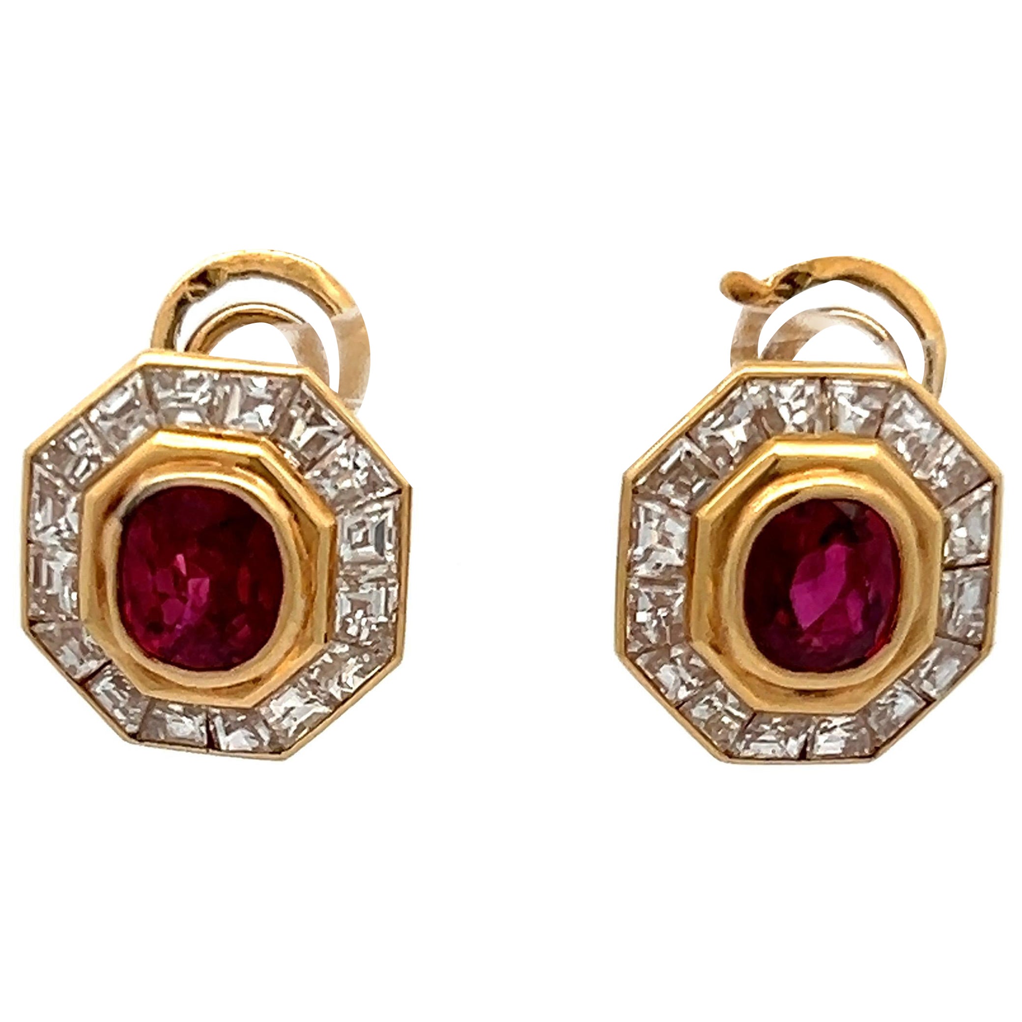 Pendientes de rubí y diamantes