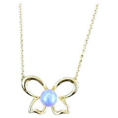 Whimsical Elegance 18K Yellow Gold Butterfly Pearl Necklace