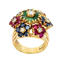 Multi Gem Floral Ring