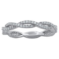 TJD 0,33 Karat runder Diamant gedrehter Eternity-Ring aus 14 Karat Weißgold