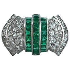 Emerald Diamond Platinum Ring 11