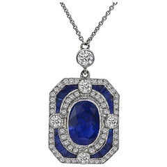 4.53ct Sapphire 1.20ct Diamond Pendant Necklace