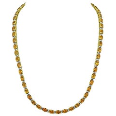 55.00ct Yellow Sapphire 2.00ct Diamond Gold Necklace