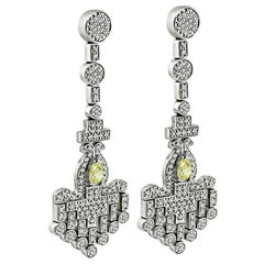 1,10 Karat Ausgefallene gelbe Diamant-Chandelier-Ohrringe mit 3,00 Karat Diamanten