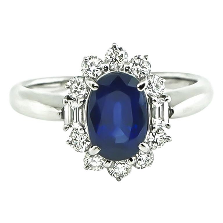 AIGS Certificate 1.74ct Sapphire 0.65ct Diamond Engagement Ring