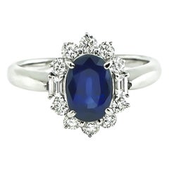 AIGS Certificate 1.74ct Sapphire 0.65ct Diamond Engagement Ring