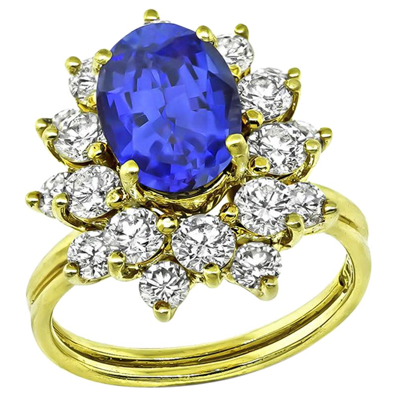 Tiffany & Co 3.00ct Tanzanite 1.40ct Diamond Gold Ring