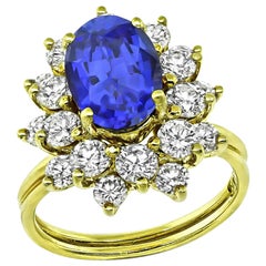 Tiffany & Co 3.00ct Tanzanite 1.40ct Diamond Gold Ring