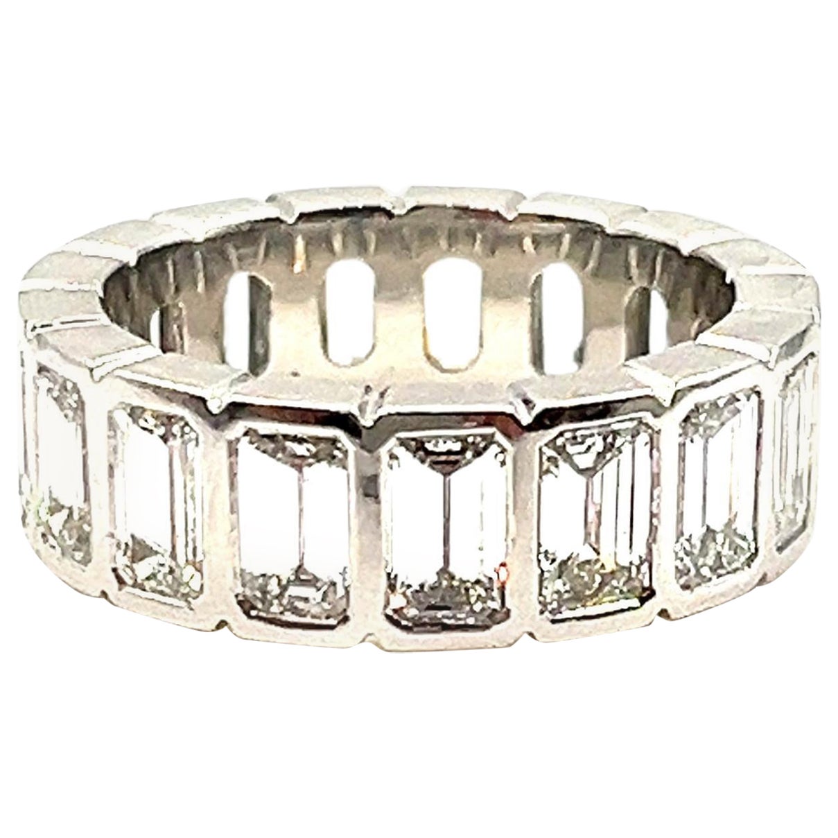 5.72 ct Emerald Cut Bezel Set Diamond Eternity Ring
