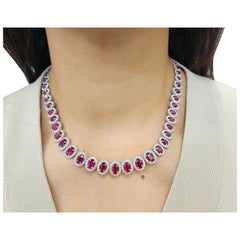 Collier de 39,18 ct de rubis naturel et de diamants