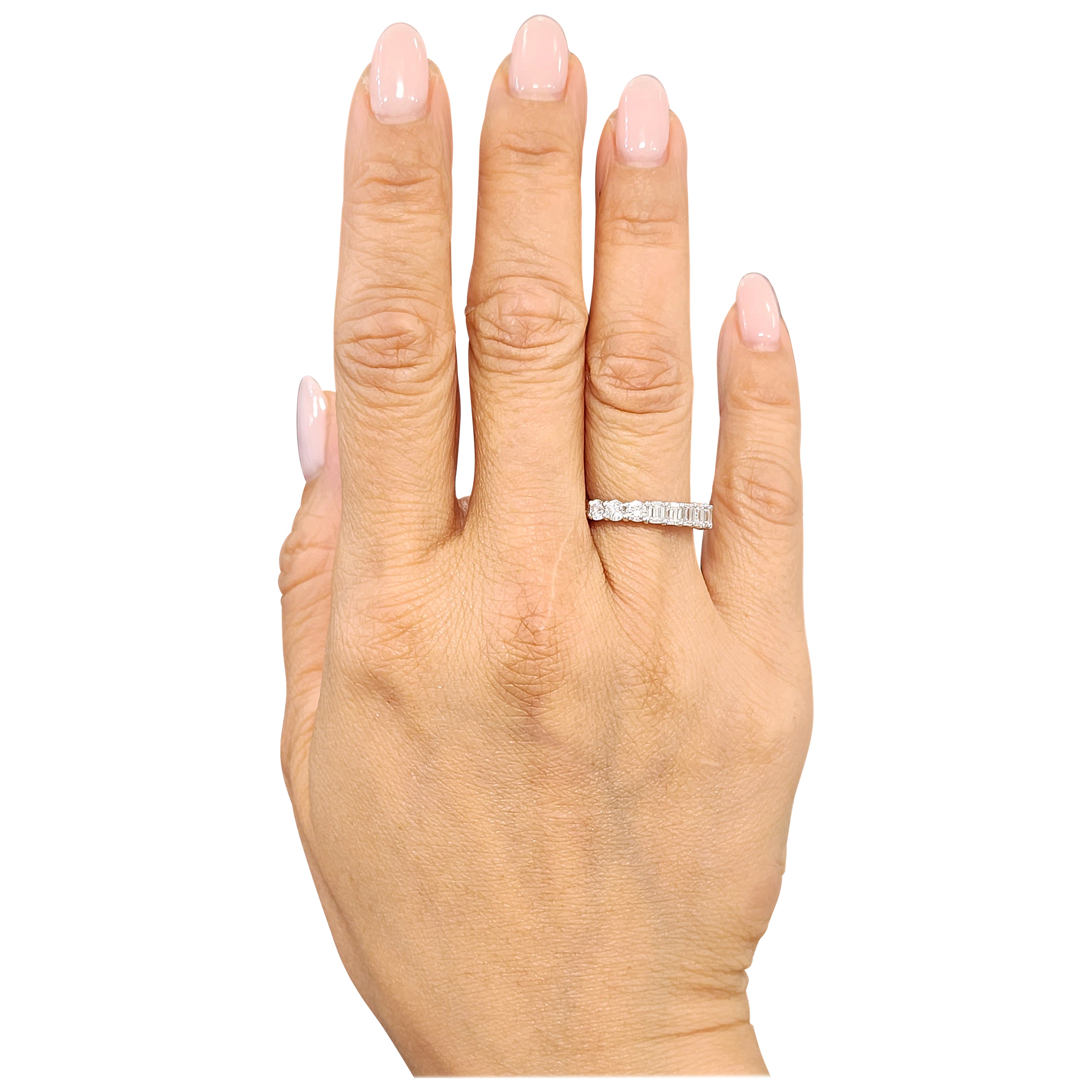 2.77 ct Round & Emerald Diamond Eternity Ring
