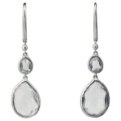 Pendientes Colgantes de Oro Blanco 18k con Cristal de Roca Gucci
