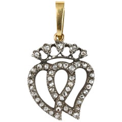 Antique Victorian Diamond Gold Sweetheart Pendant