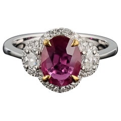 Certified 1.60 Ruby and Diamond Three Stone Engagement Ring