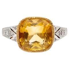 Vintage Citrine and Diamond Ring