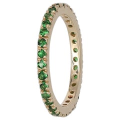 Handcrafted Tsavorite Ring 14k Gold Gemstone Green Eternity Engagement Ring .