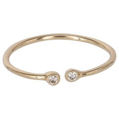 Anillo Abierto de Diamantes Anillo de Oro de 14K Anillo de Promesa de Diamantes para Mujeres Regalo de Aniversario.