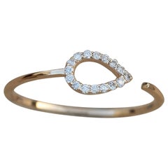 Open Band Ring 14k Gold Genuine Pave Diamond Ring Handmade Summer Jewellery.