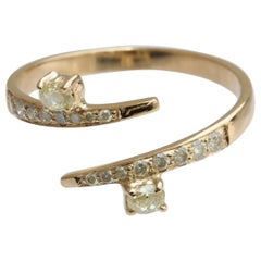 Handgefertigter Schmuck für sie, Pavé-Diamant-Wickelring 14k Gold Gelbgold Feingold.