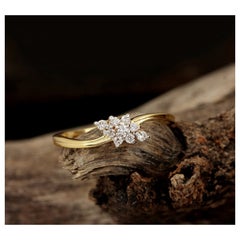 Unique Diamond 14k Yellow Gold Statement Ring For Anniversary Minimalist Jewelry