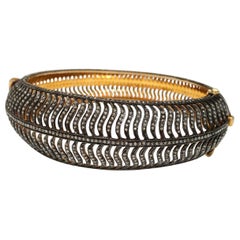 Bangle fatto a mano in stile vittoriano Bangle in argento 925 Pave Diamond Bangle.