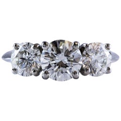 Vintage Tiffany & Co. Three-Stone Diamond GIA Certified Platinum Engagement Ring