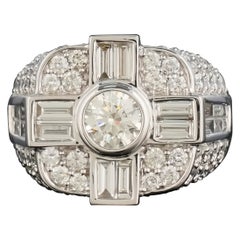 Diamond and 18K White Gold Unisex Cocktail Ring