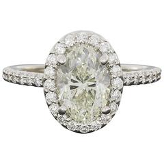 Ritani 2.61 Carats Oval Diamond GIA Certified Gold Halo Engagement Ring