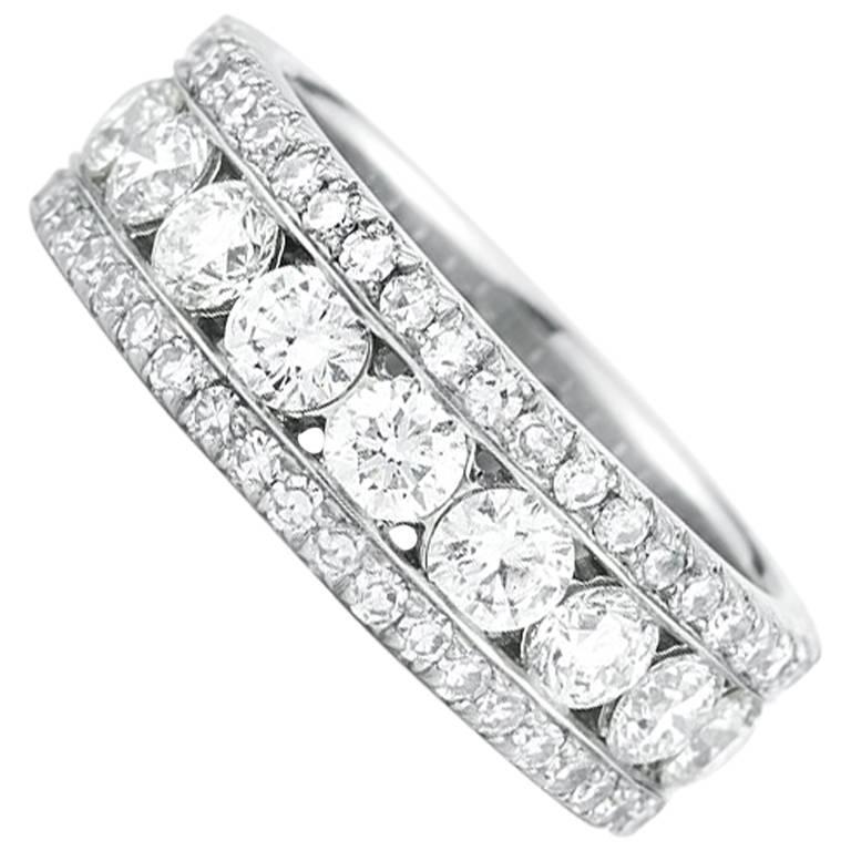 25 Point Round Brilliant Platinum Micro Pave Eternity Band 5.28 Carat