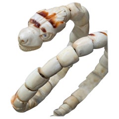Antique Carved Coral Snake Coiled  Bracelet