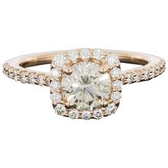 Ritani 1.43 Carats Round Diamonds Gold Halo Engagement Ring
