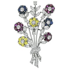 1.00ct Diamond 1.00ct Ruby 1.25ct Blue and Yellow Sapphire Pin