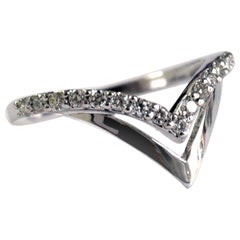 Anello nuziale doppio Chevron V in oro 14k impilabile con diamante Regalo unico.