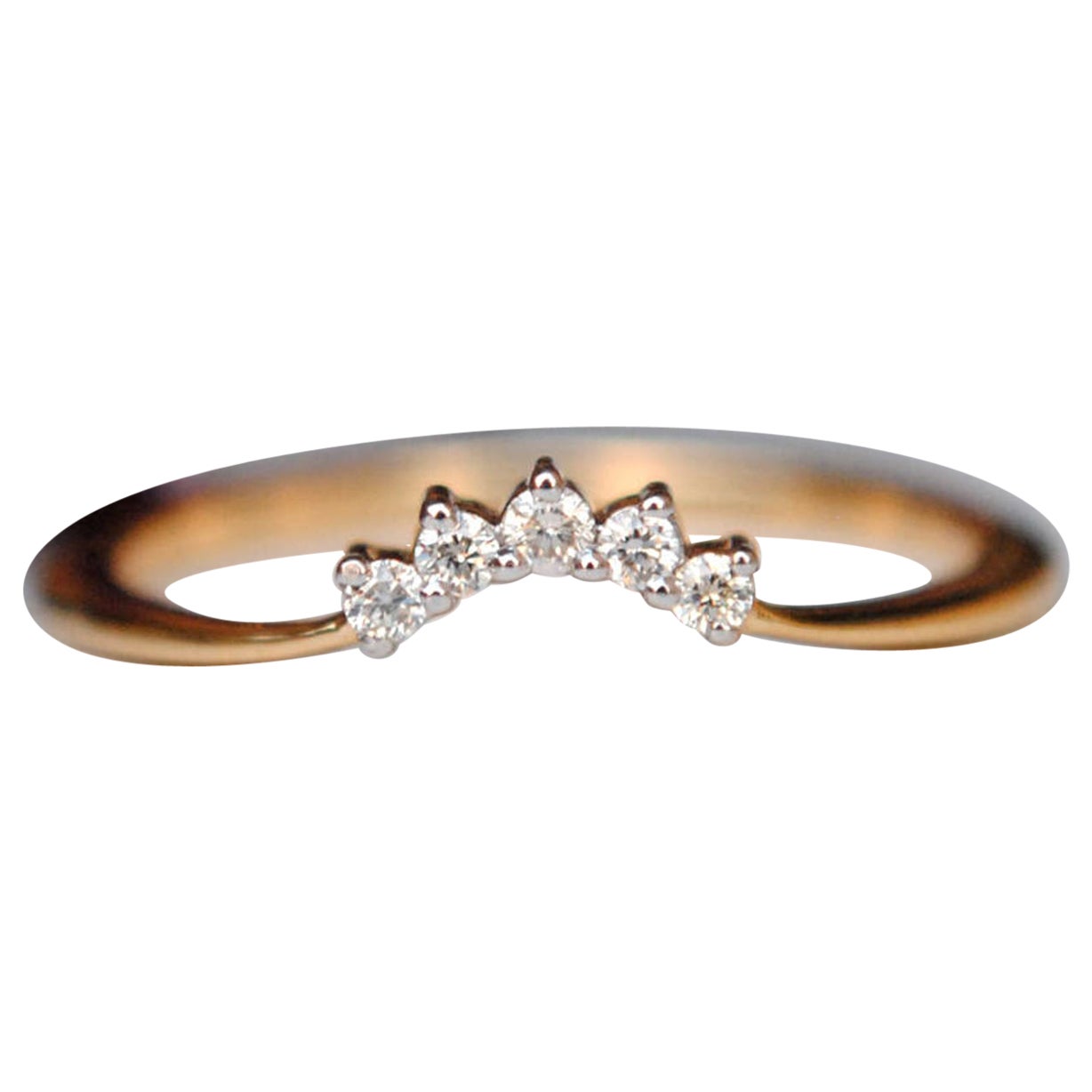 Anneau de mariage en or 14k avec diadème de diamants courbés Bague empilable en diamant naturel pour elle