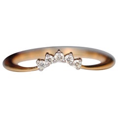 Anneau de mariage en or 14k avec diadème de diamants courbés Bague empilable en diamant naturel pour elle