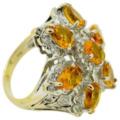 Citrine & Diamond Gold Ring