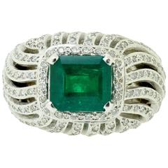 Emerald and Diamond Gold Ring GYT Certification