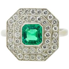 Emerald & Diamond Platinum Ring 6
