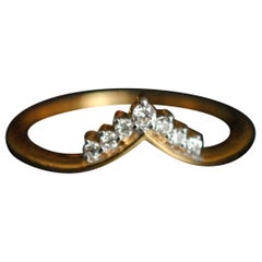14K Gold Diamant Ehering Chevron V Stapelbarer Ring Verlobungsring Promise-Ring für Damen.