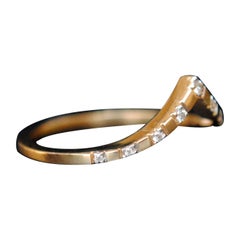 Used Chevron Ring with Spaced Pave Diamond 14k Gold Ring Matching Anniversary Ring.