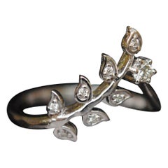 Bague Vine Leaf en or 14k Stack Leaf Vine V Band minimaliste