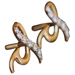 Boucles d'oreilles lettres en or et diamants Boucles d'oreilles personnalisées en or 14k 1 paire Bijoux Cadeau